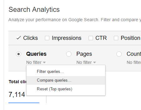 Compare Queries Dropdown