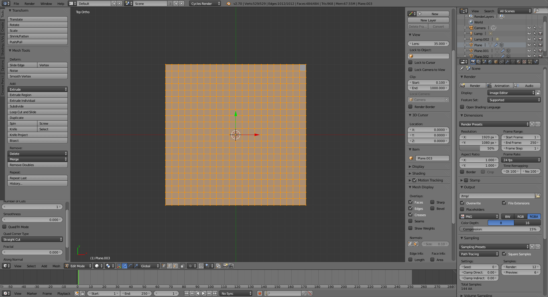 Step 1: Create a plane and subdivide!