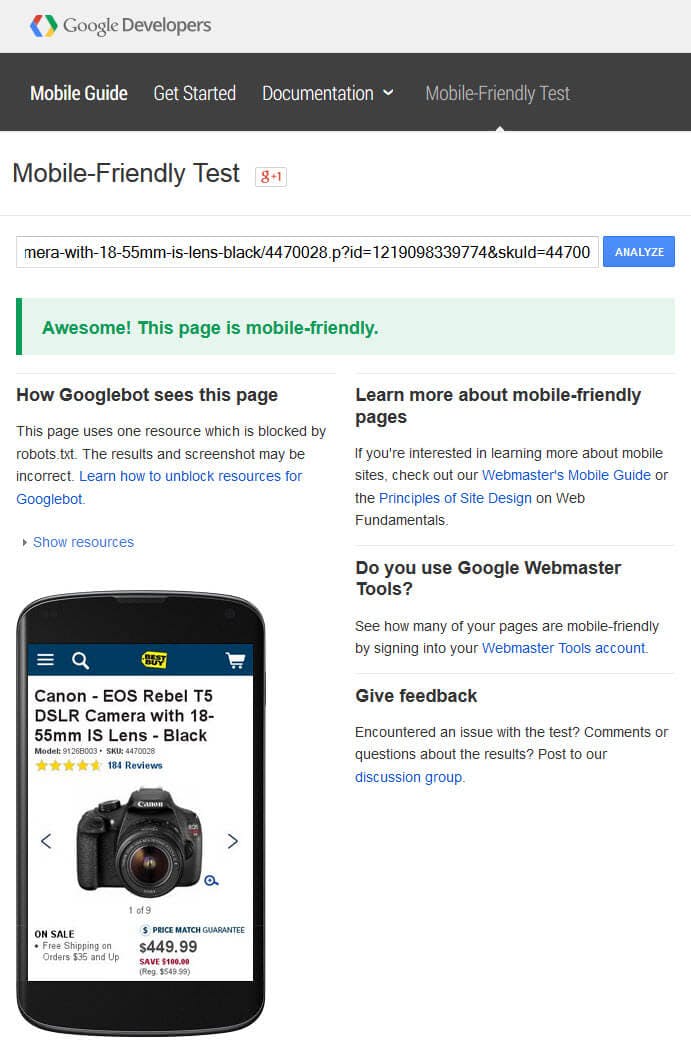 BestBuy.com: Mobile-Friendly Site Test